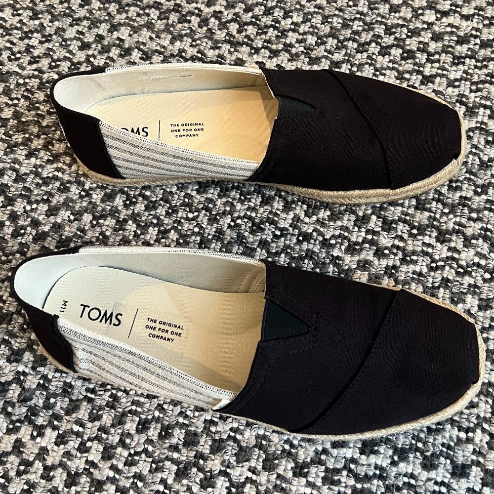 TOMS Men's Black Espadrille Shoe (Size 11)